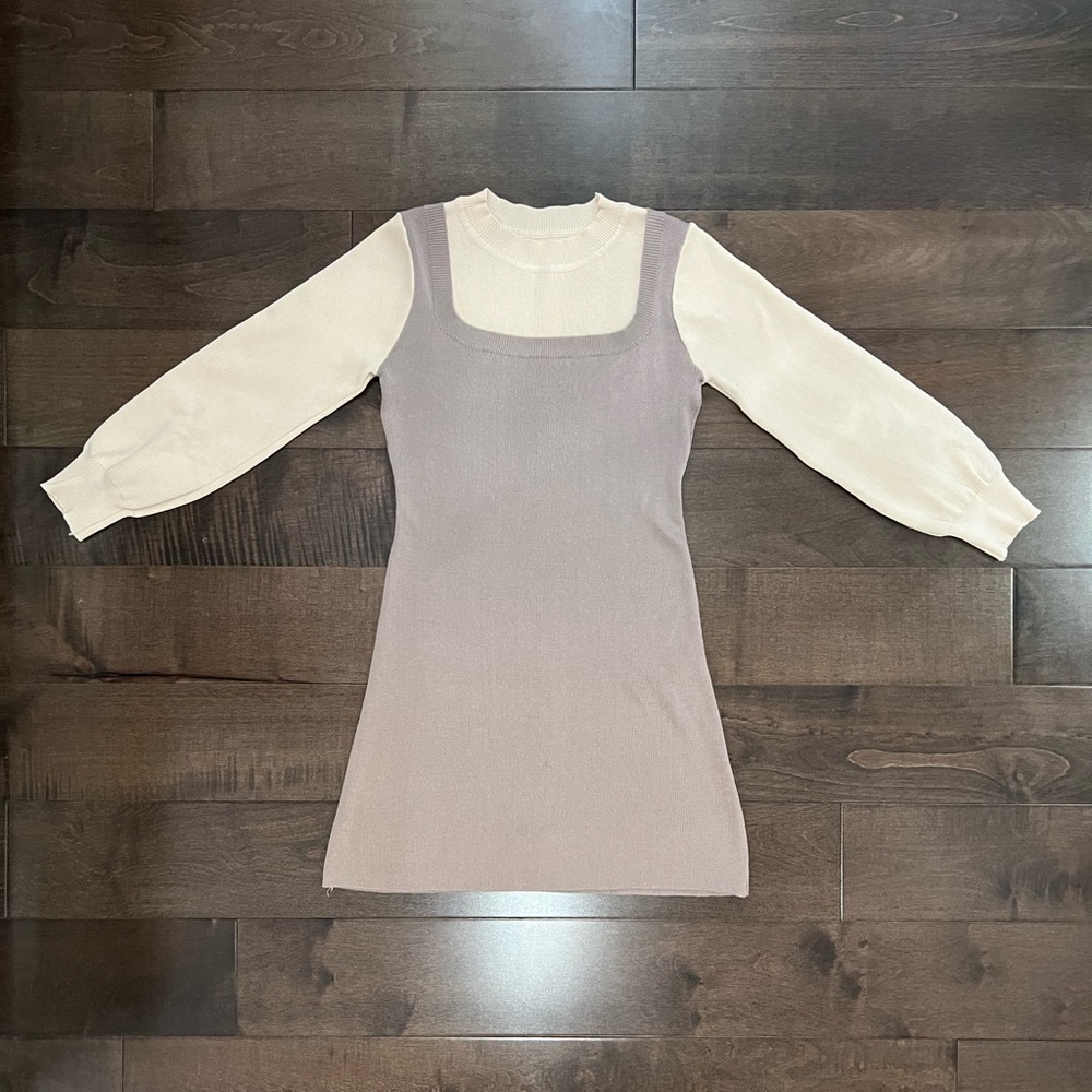 Long Sleeve Mock Two Piece Knit Dress